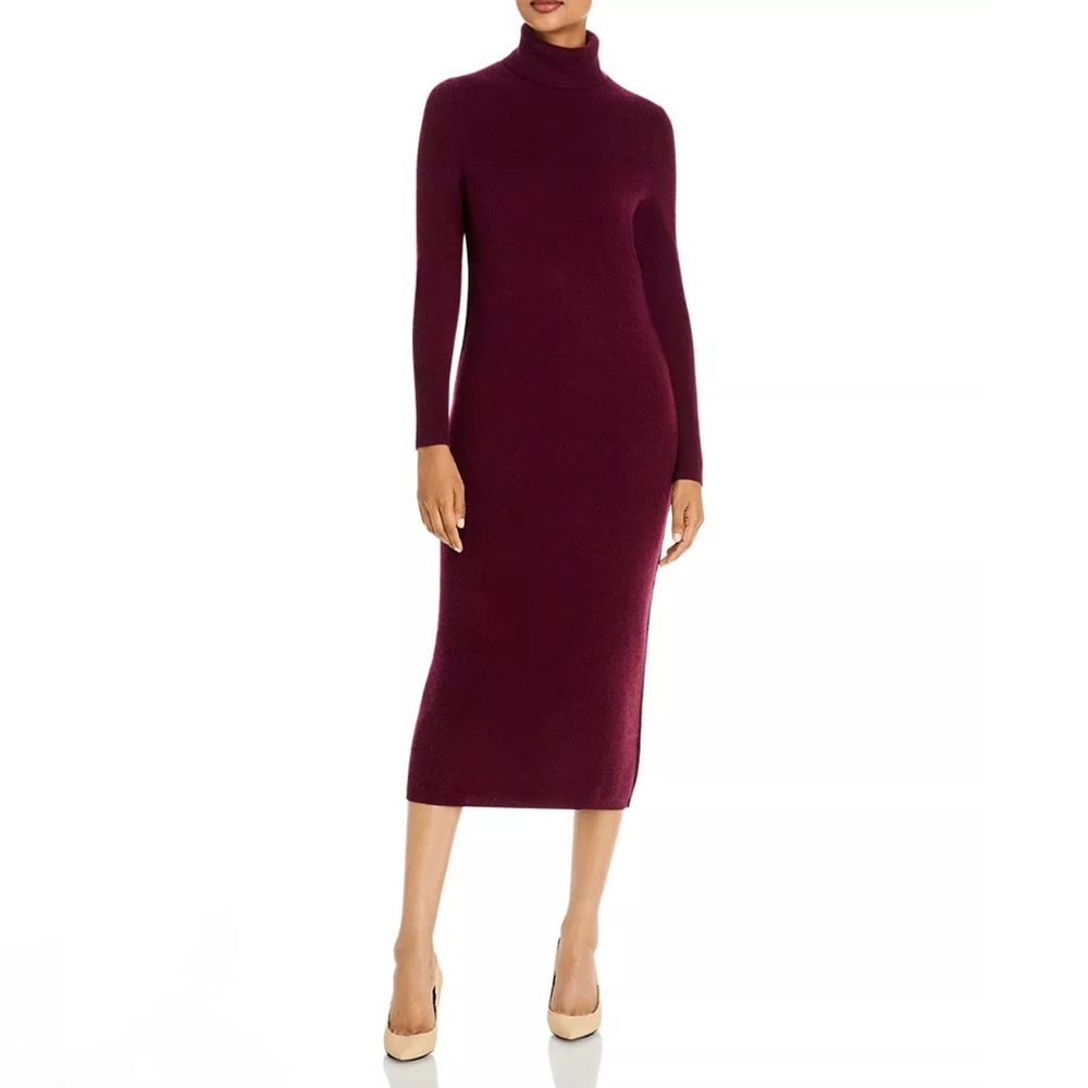 C by Bloomingdale's Cashmere
Turtleneck Cashmere Midi Dress (Burgundy)